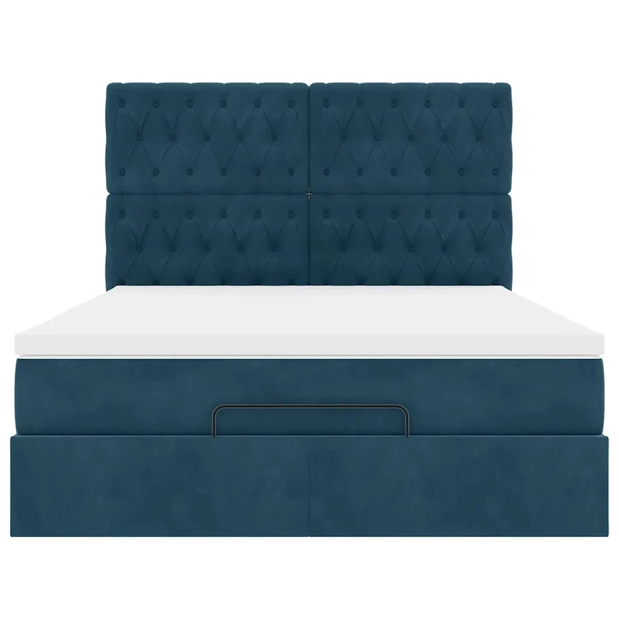 Cadre de lit ottoman avec matelas bleu foncé 140x200 cm velours - 8