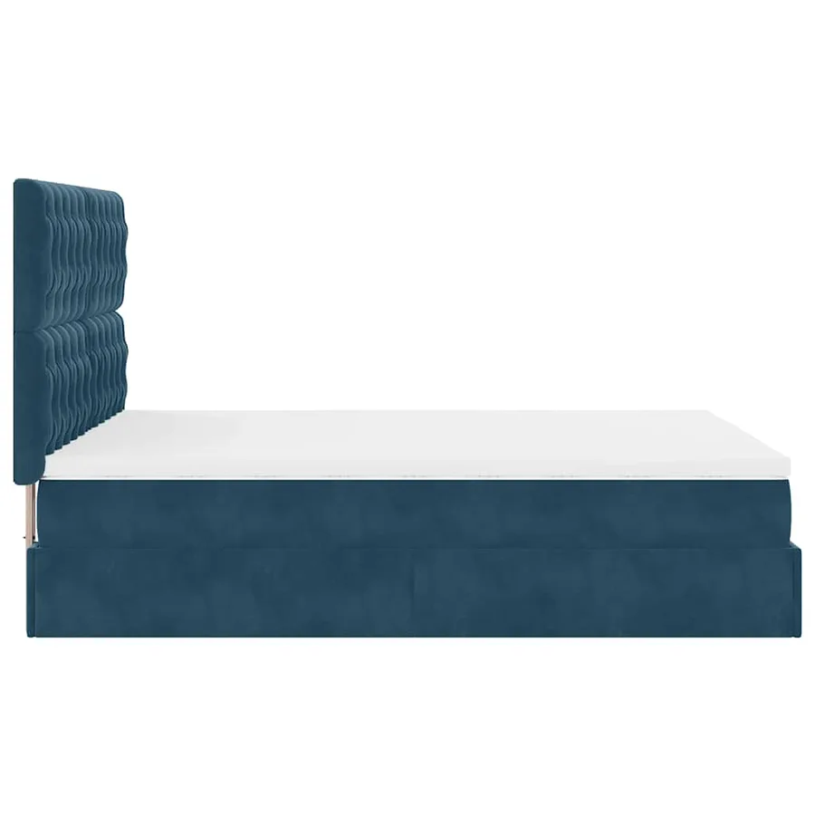 Cadre de lit ottoman avec matelas bleu foncé 140x200 cm velours - 9