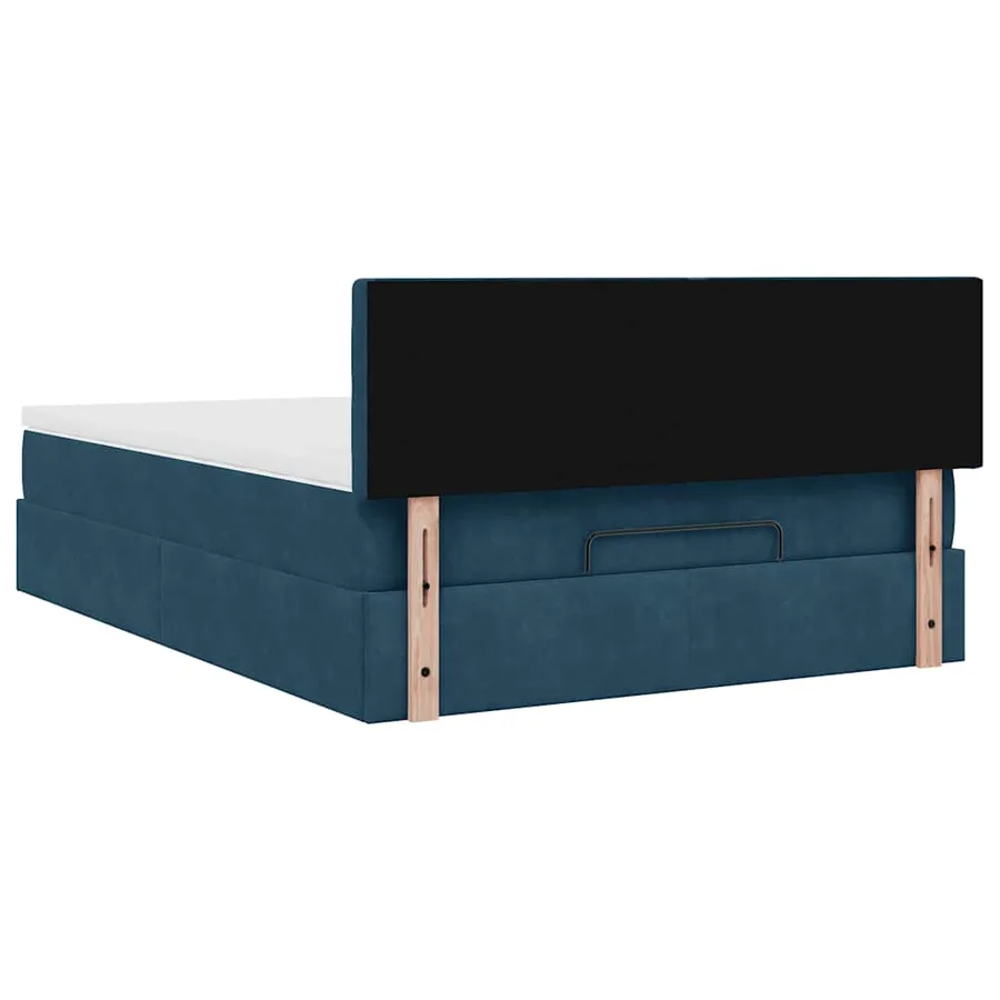 Cadre de lit ottoman avec matelas bleu foncé 140x200 cm velours - 11