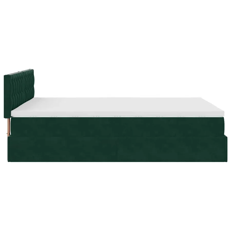 Cadre de lit ottoman avec matelas vert foncé 140x200 cm velours - 11