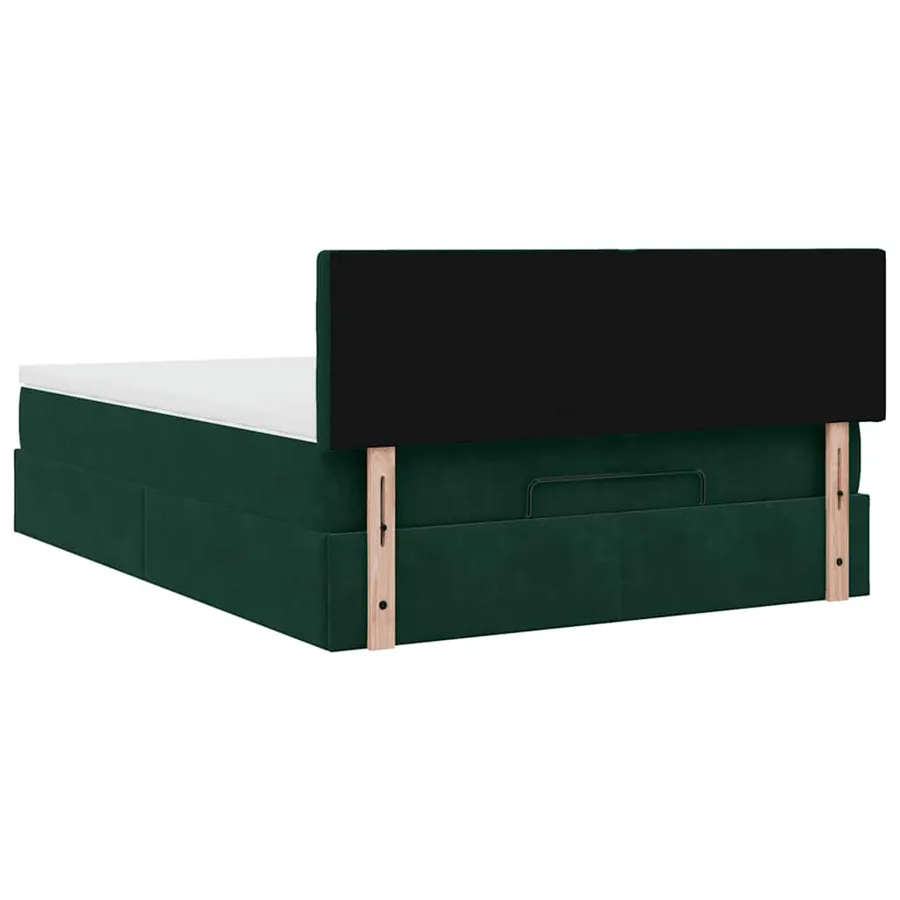 Cadre de lit ottoman avec matelas vert foncé 140x200 cm velours - 12