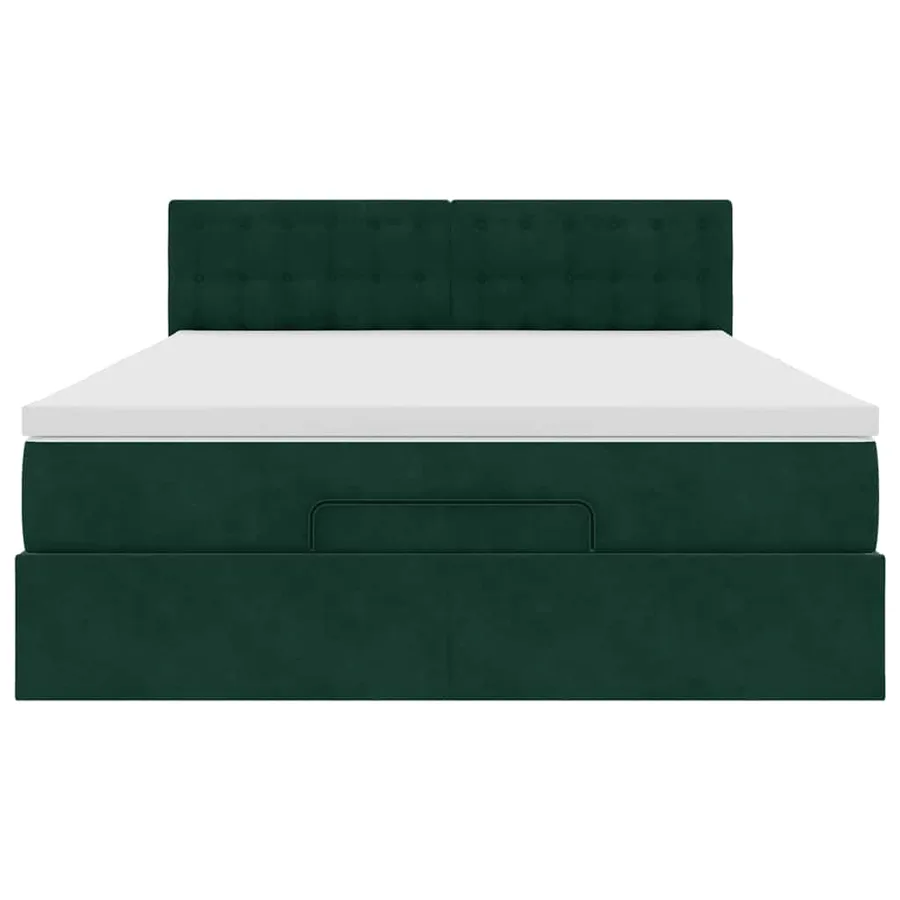 Cadre de lit ottoman avec matelas vert foncé 140x200 cm velours - 8