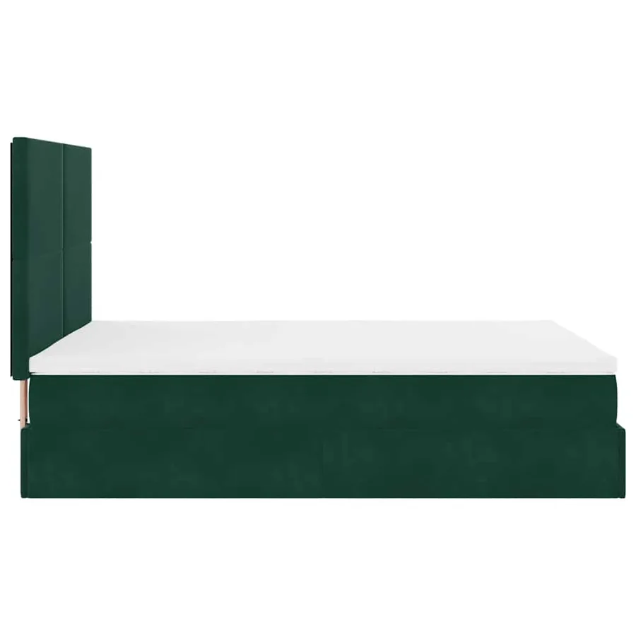 Cadre de lit ottoman avec matelas vert foncé 140x200 cm velours - 8