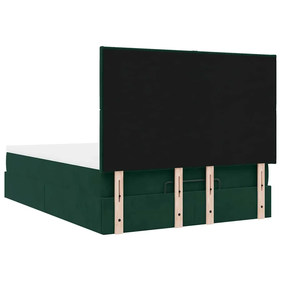 Cadre de lit ottoman avec matelas vert foncé 140x200 cm velours - 9