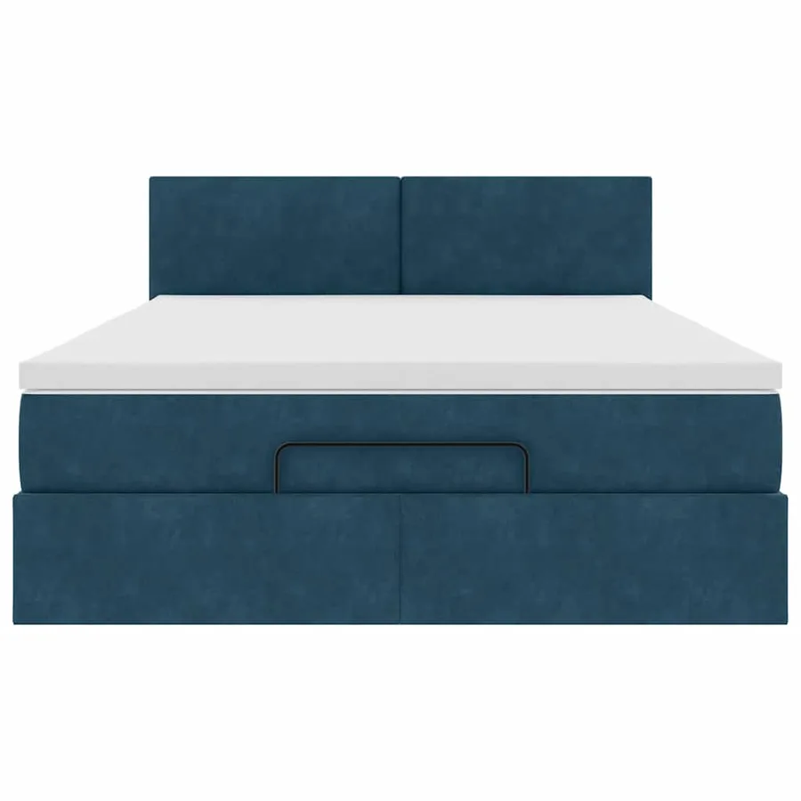 Cadre de lit ottoman avec matelas bleu foncé 140x200 cm velours - 6