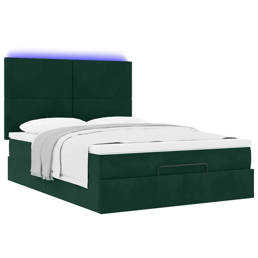 Cadre de lit ottoman avec matelas vert foncé 140x200 cm velours - 6