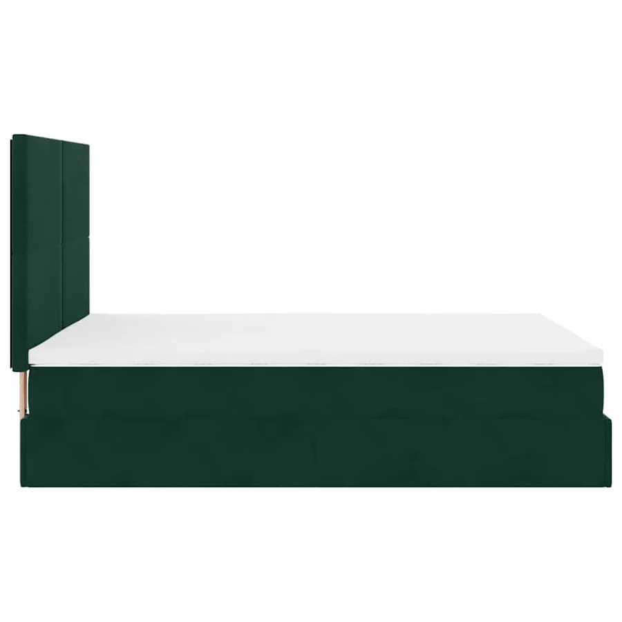 Cadre de lit ottoman avec matelas vert foncé 140x200 cm velours - 9