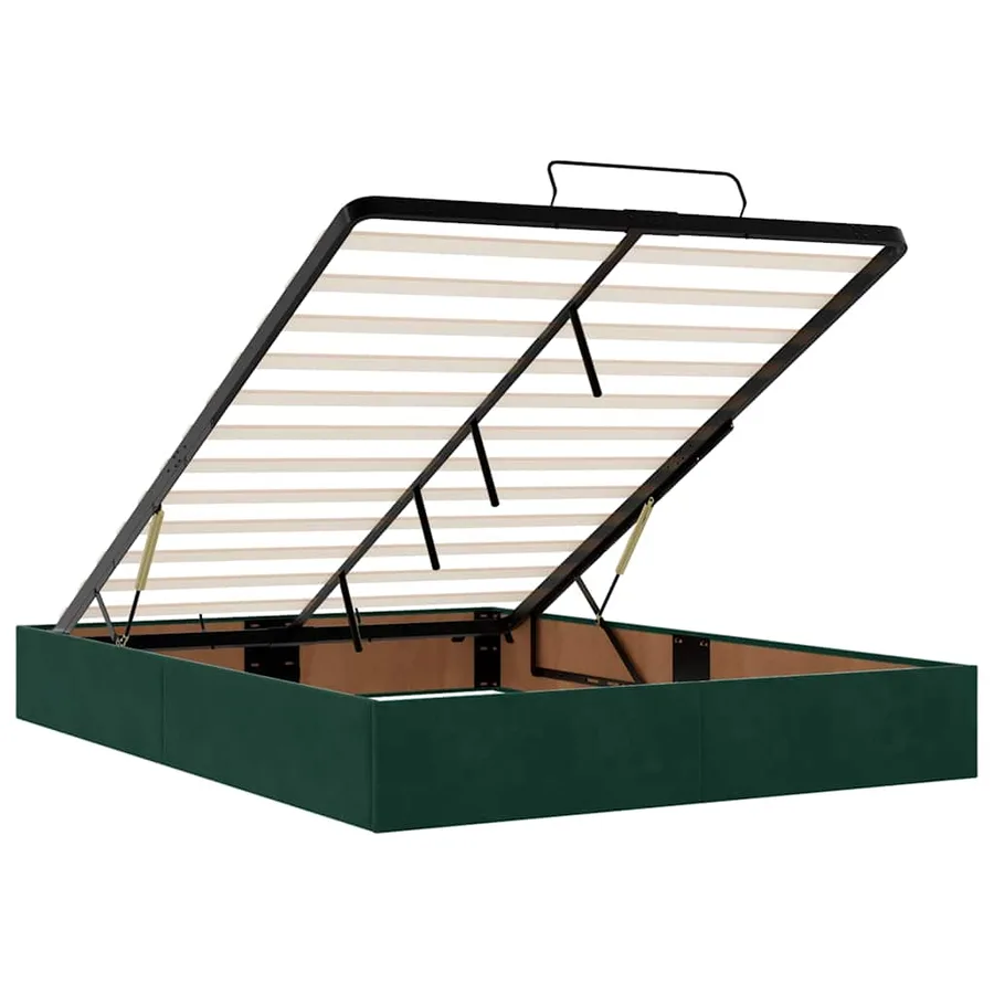 Cadre de lit ottoman avec matelas vert foncé 140x200 cm velours - 11