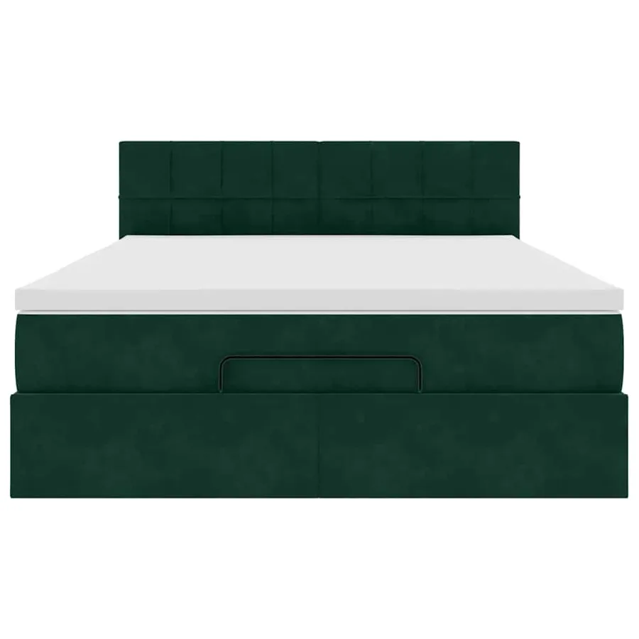 Cadre de lit ottoman avec matelas vert foncé 140x200 cm velours - 6