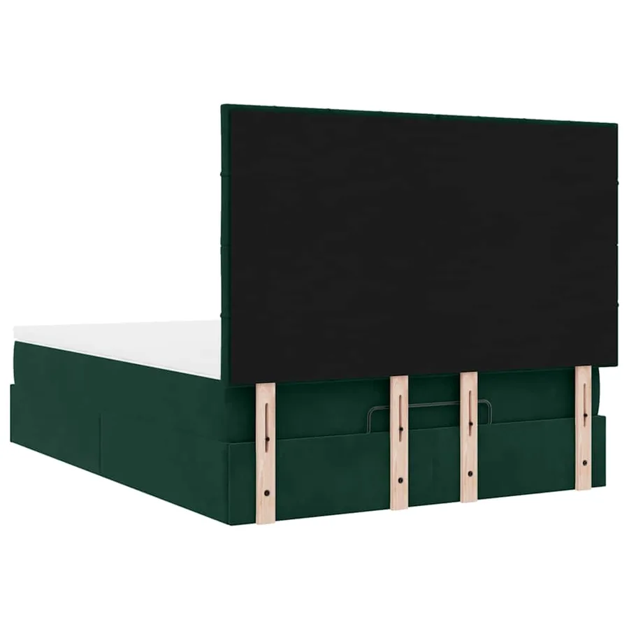 Cadre de lit ottoman avec matelas vert foncé 140x200 cm velours - 9