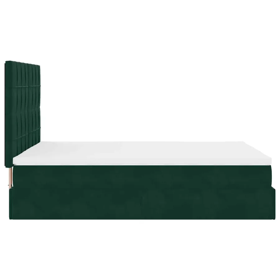 Cadre de lit ottoman avec matelas vert foncé 140x200 cm velours - 9