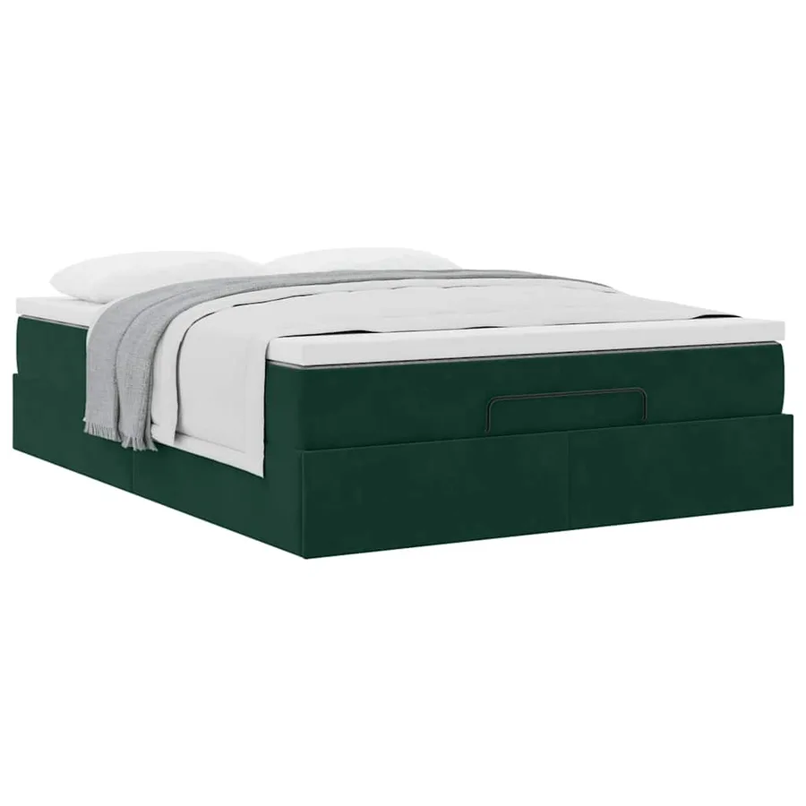 Cadre de lit ottoman avec matelas vert foncé 140x200 cm velours - 4