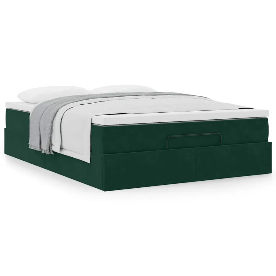Cadre de lit ottoman avec matelas vert foncé 140x200 cm velours - 5
