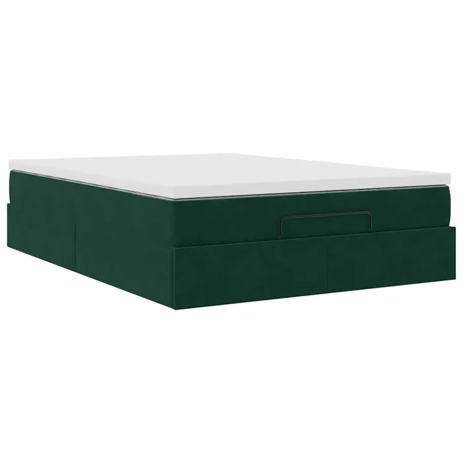 Cadre de lit ottoman avec matelas vert foncé 140x200 cm velours - 6