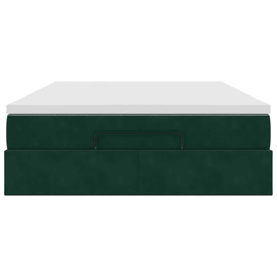 Cadre de lit ottoman avec matelas vert foncé 140x200 cm velours - 7