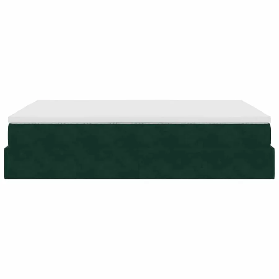 Cadre de lit ottoman avec matelas vert foncé 140x200 cm velours - 9