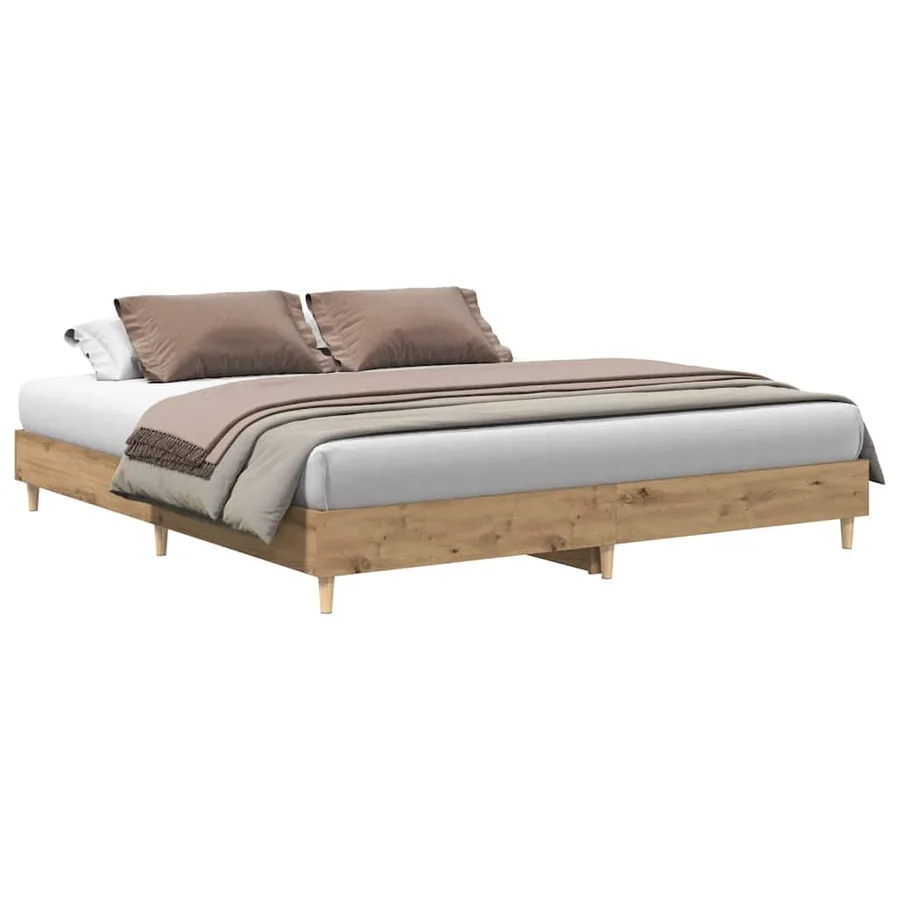 Cadre de lit sans matelas chêne artisanal 160x200 cm - 2