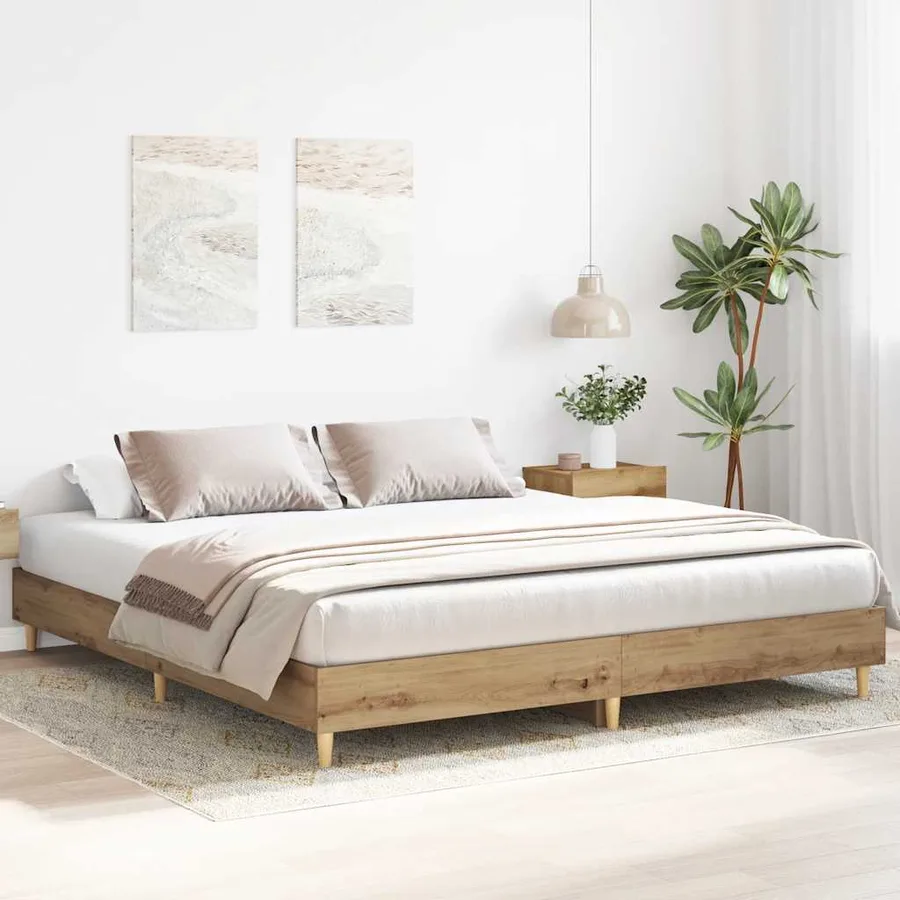 Cadre de lit sans matelas chêne artisanal 160x200 cm - 3