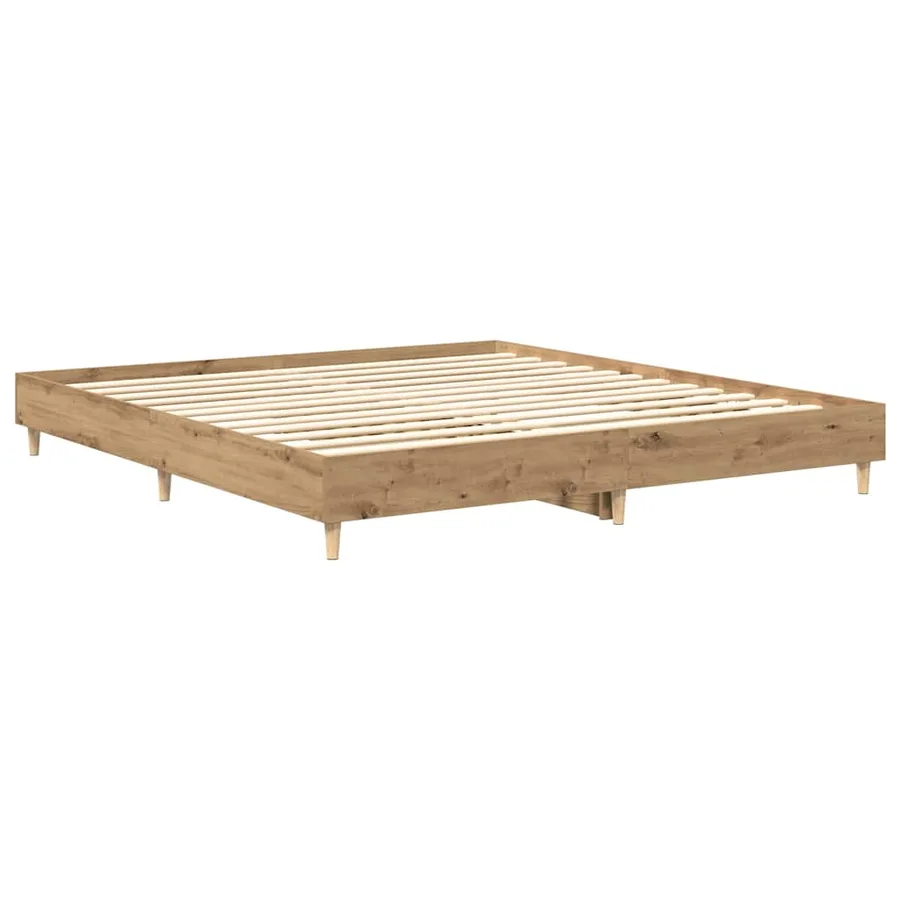Cadre de lit sans matelas chêne artisanal 160x200 cm - 4