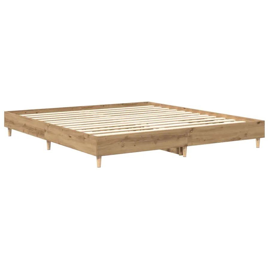 Cadre de lit sans matelas chêne artisanal 160x200 cm - 7