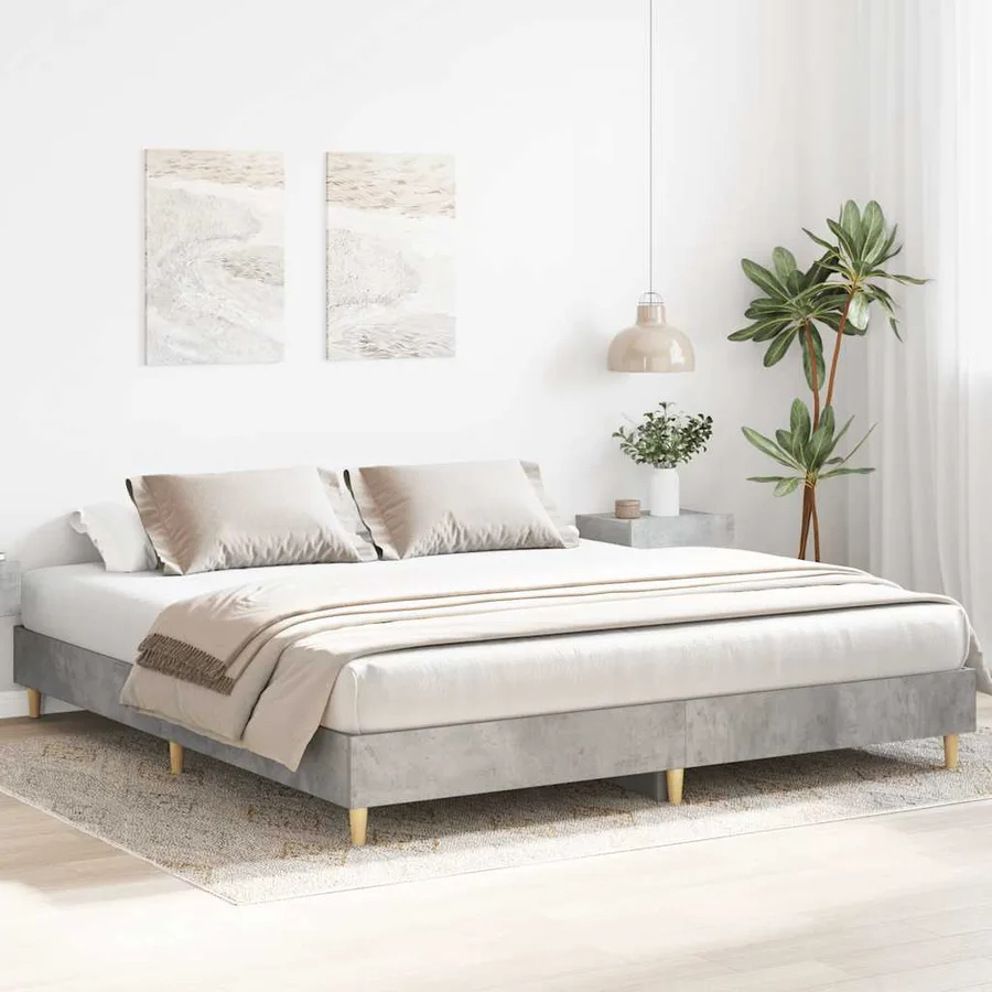 Cadre de lit sans matelas gris béton 160x200 cm bois ingénierie - 3