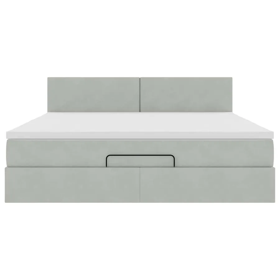 Cadre de lit ottoman avec matelas gris clair 160x200 cm velours - 7