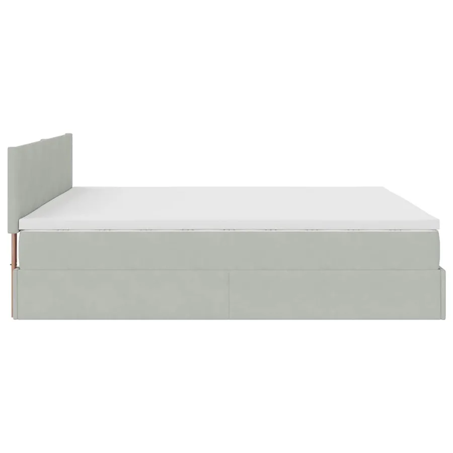 Cadre de lit ottoman avec matelas gris clair 160x200 cm velours - 8