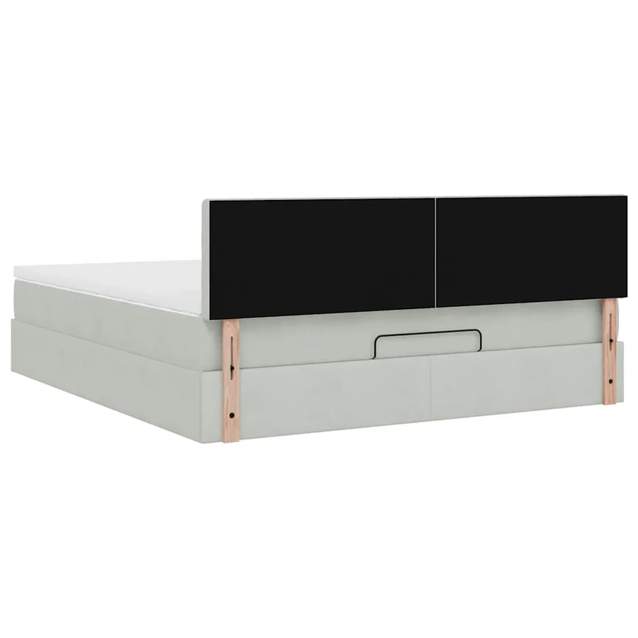 Cadre de lit ottoman avec matelas gris clair 160x200 cm velours - 11