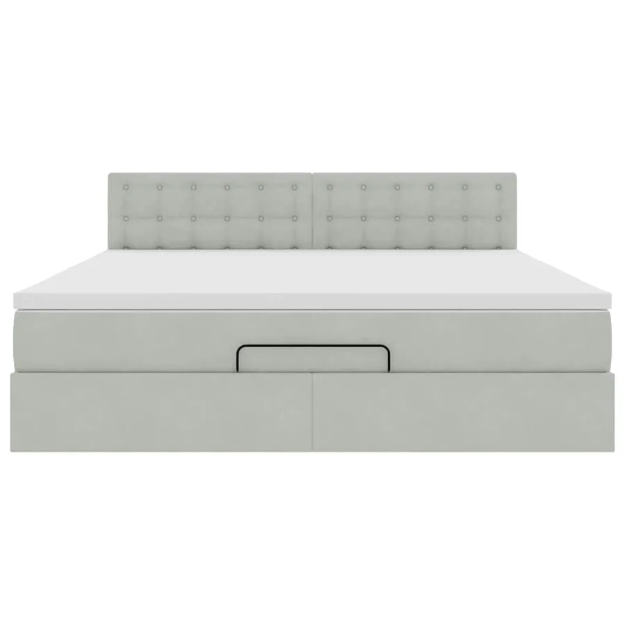 Cadre de lit ottoman avec matelas gris clair 160x200 cm velours - 7