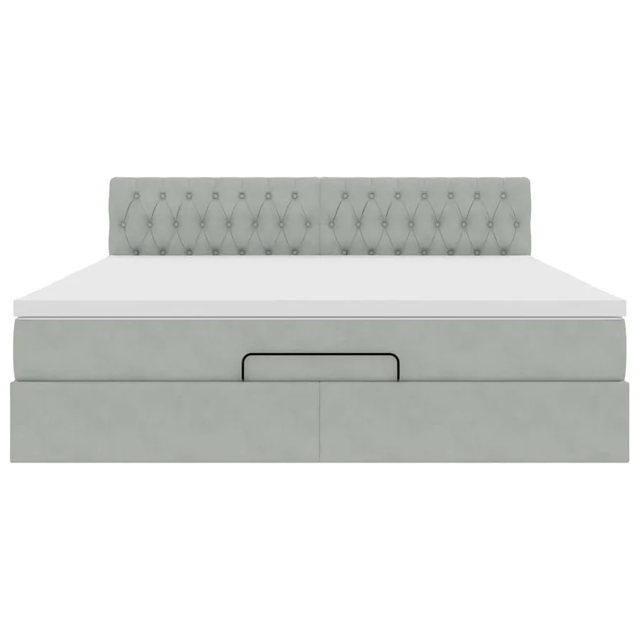 Cadre de lit ottoman avec matelas gris clair 160x200 cm velours - 6