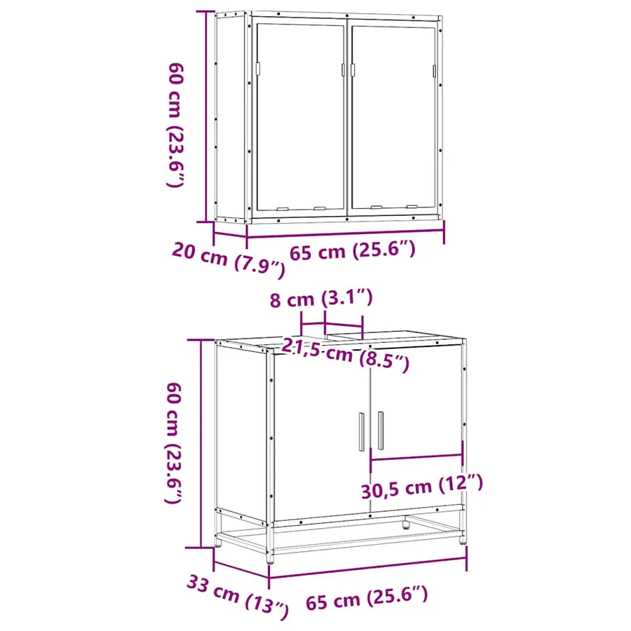 Ensemble de meubles de salle de bain 2 pcs Chêne fumé - 11