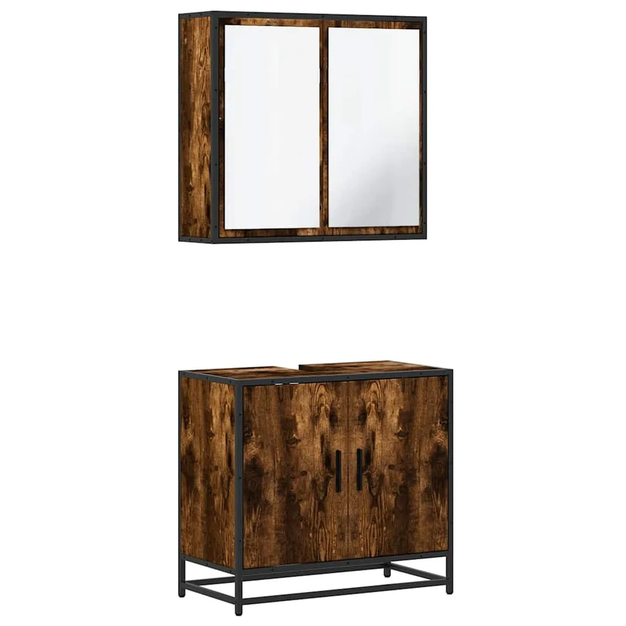 Ensemble de meubles de salle de bain 2 pcs Chêne fumé - 2