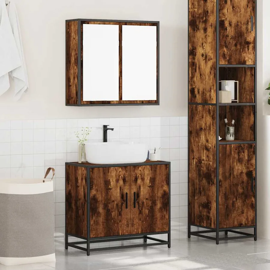 Ensemble de meubles de salle de bain 2 pcs Chêne fumé - 3