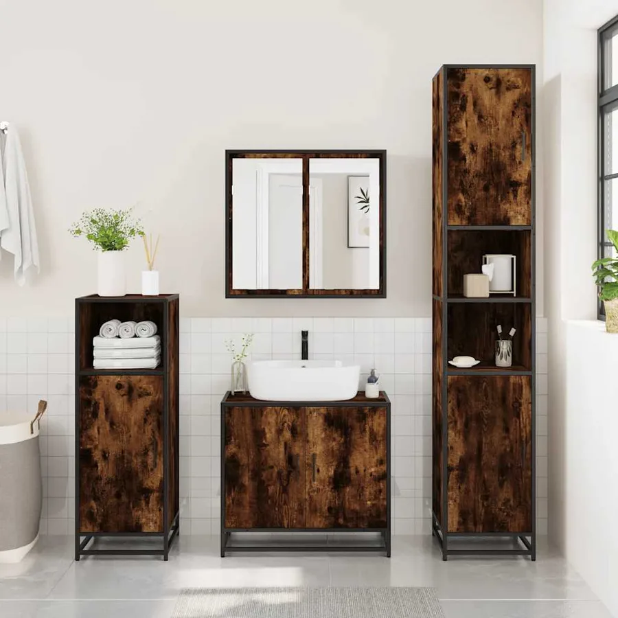 Ensemble de meubles de salle de bain 2 pcs Chêne fumé - 4