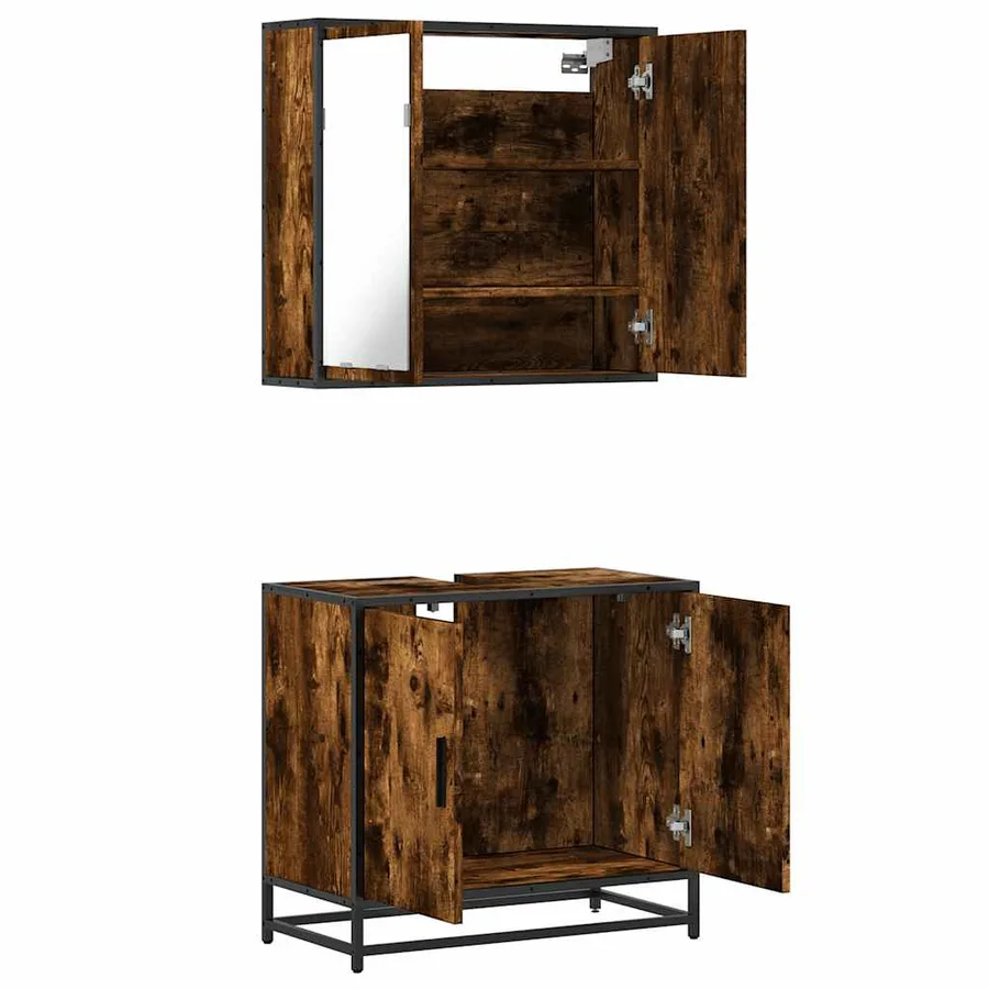Ensemble de meubles de salle de bain 2 pcs Chêne fumé - 8