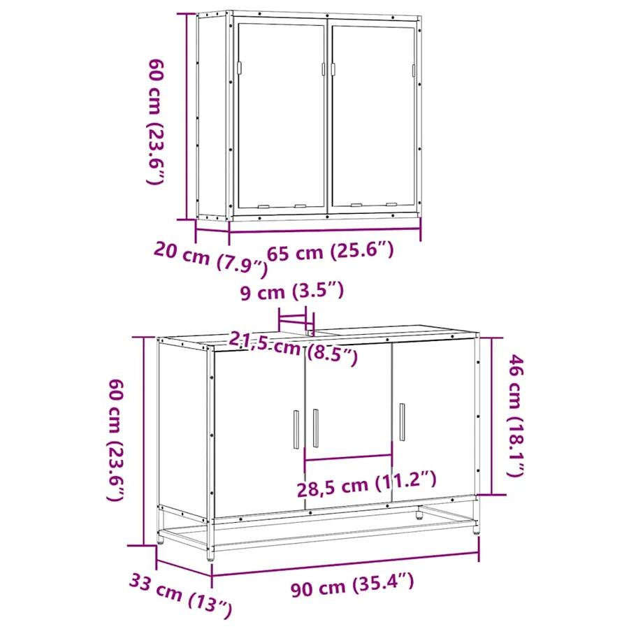 Ensemble de meubles de salle de bain 2 pcs chêne sonoma - 11