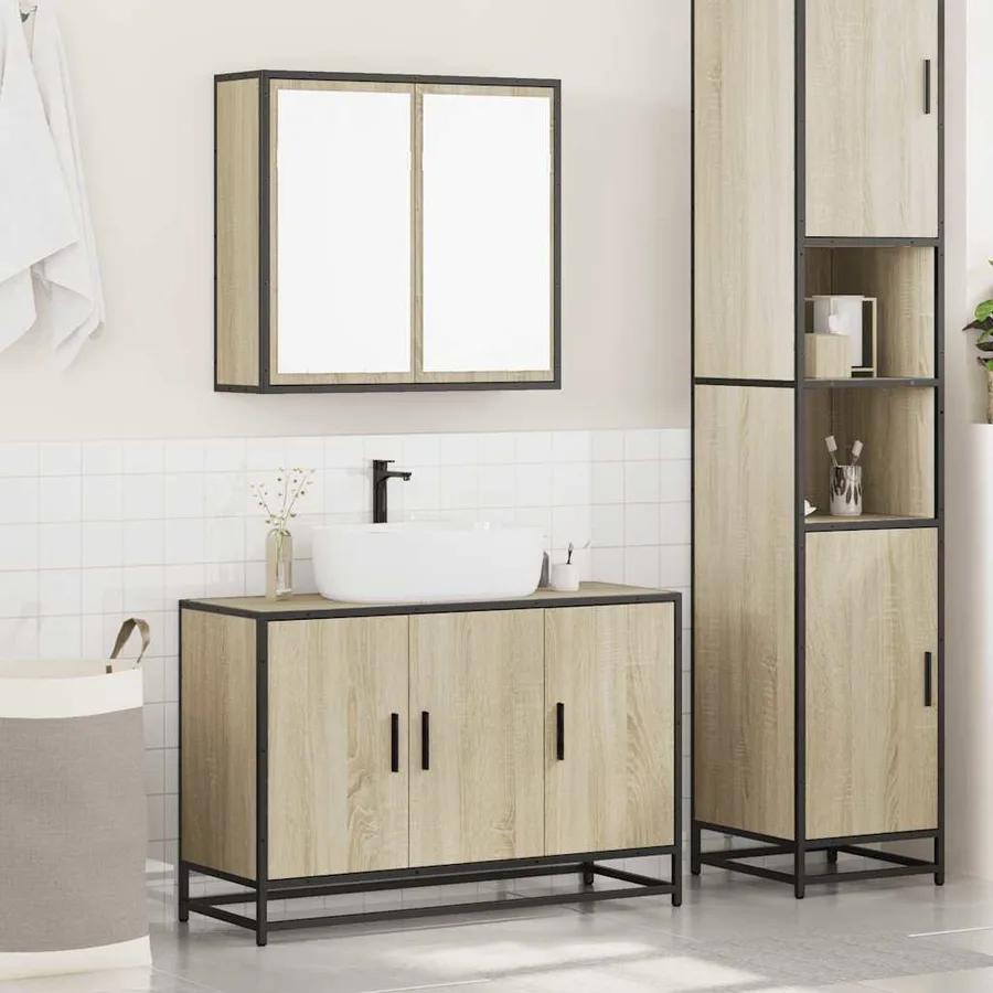 Ensemble de meubles de salle de bain 2 pcs chêne sonoma - 3