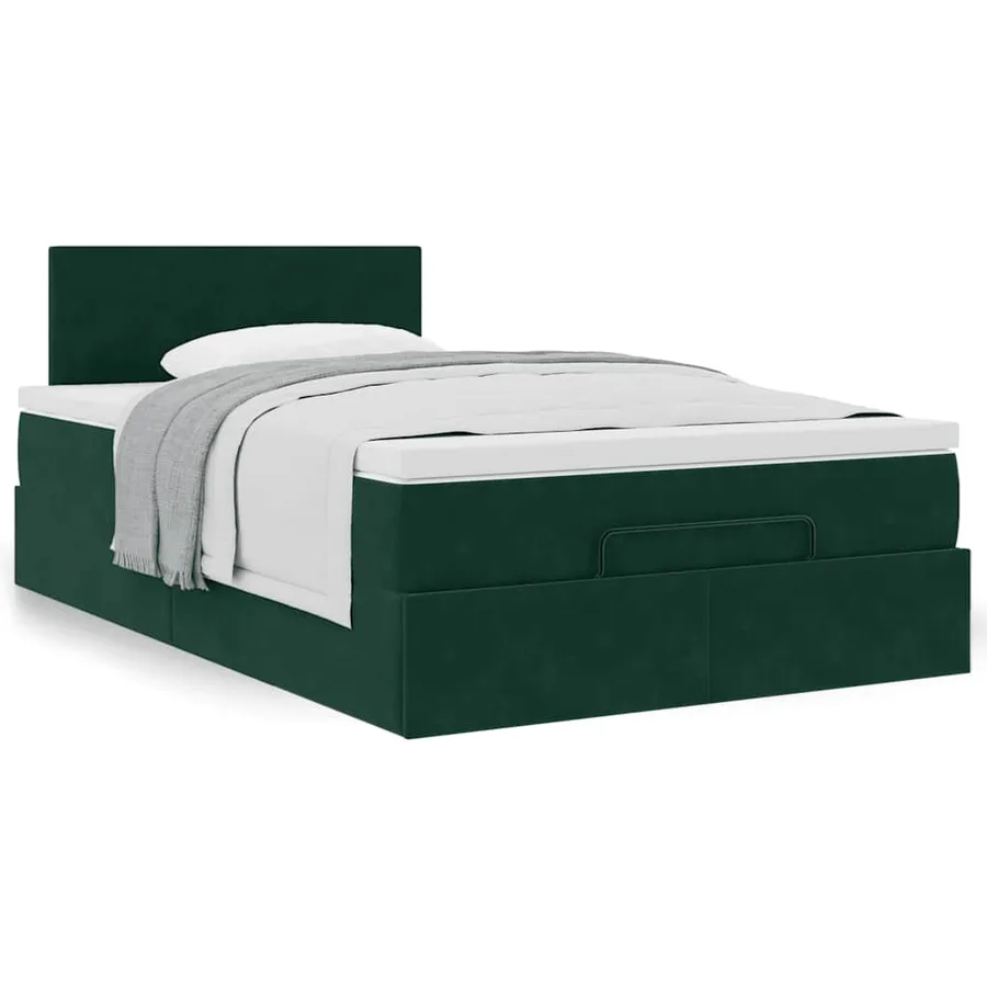 Cadre de lit ottoman avec matelas vert foncé 120x200 cm velours - 4
