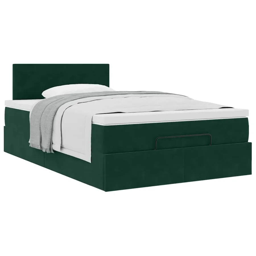 Cadre de lit ottoman avec matelas vert foncé 120x200 cm velours - 5