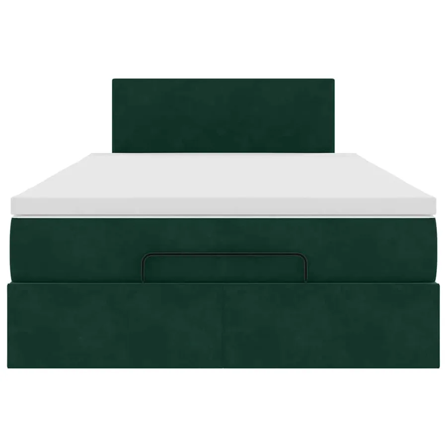 Cadre de lit ottoman avec matelas vert foncé 120x200 cm velours - 7