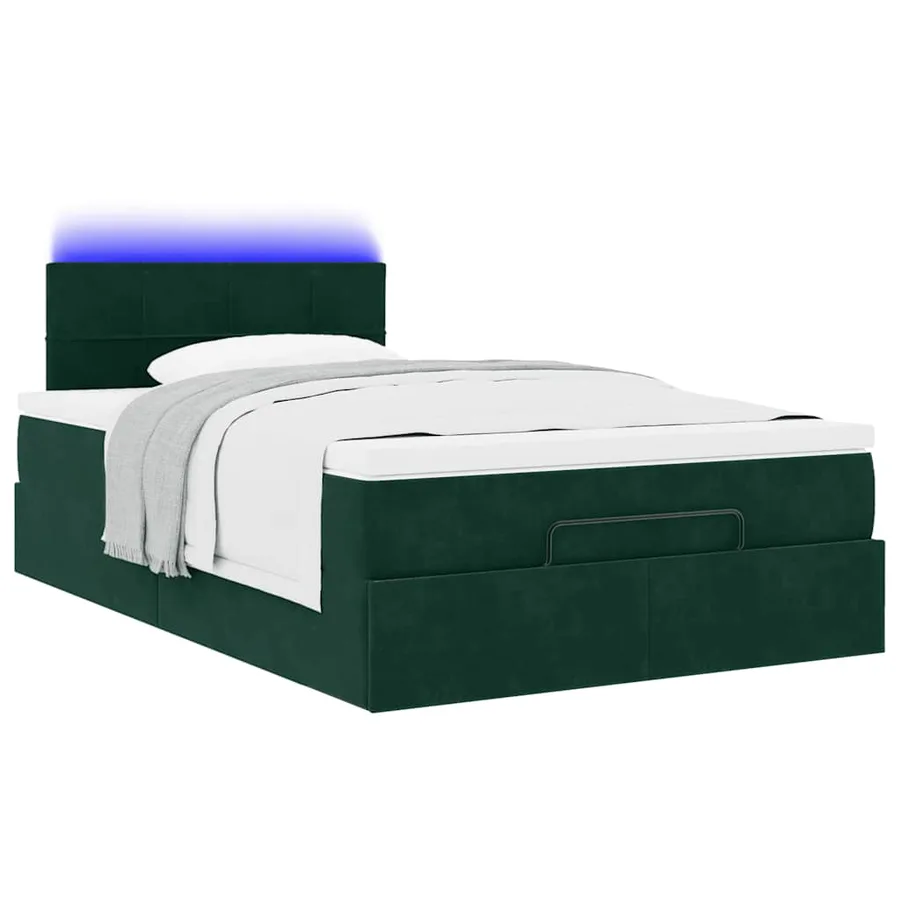 Cadre de lit ottoman avec matelas vert foncé 120x200 cm velours - 3