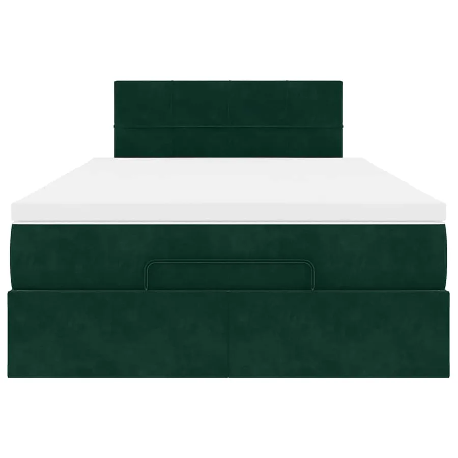 Cadre de lit ottoman avec matelas vert foncé 120x200 cm velours - 6