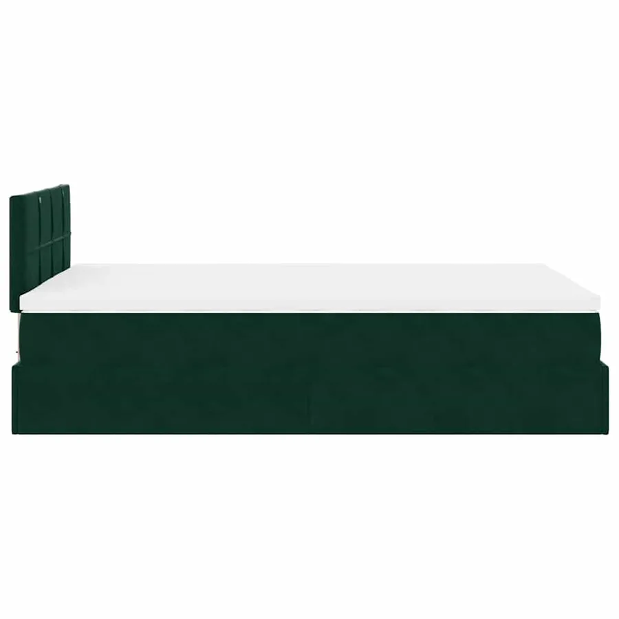 Cadre de lit ottoman avec matelas vert foncé 120x200 cm velours - 9