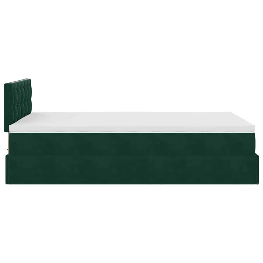 Cadre de lit ottoman avec matelas vert foncé 120x200 cm velours - 10