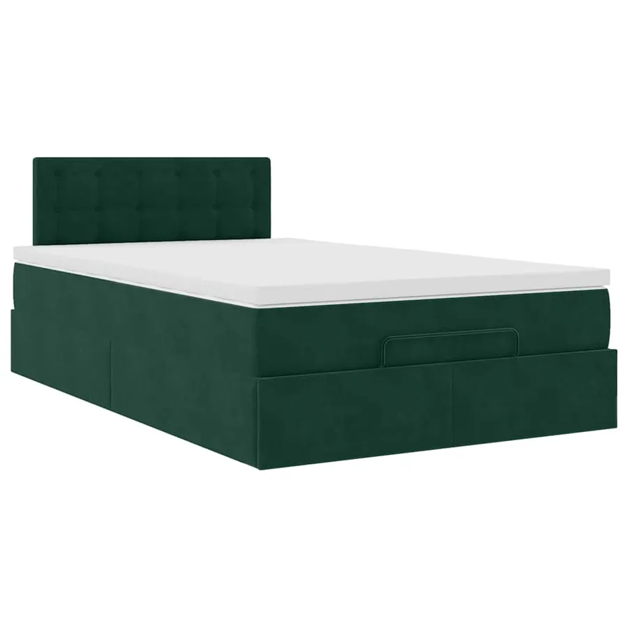 Cadre de lit ottoman avec matelas vert foncé 120x200 cm velours - 6