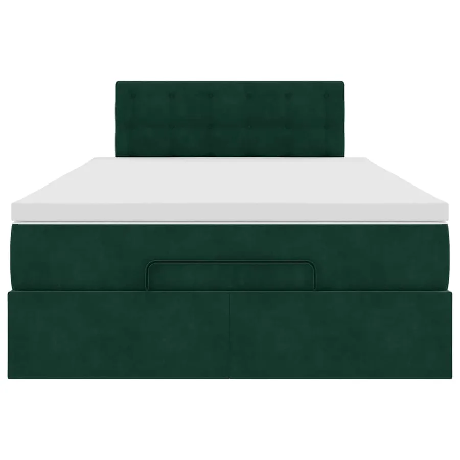 Cadre de lit ottoman avec matelas vert foncé 120x200 cm velours - 7
