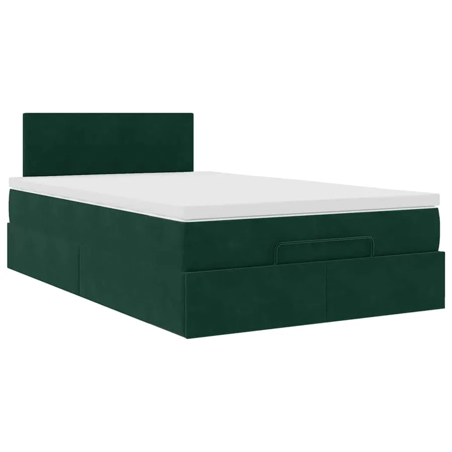 Cadre de lit ottoman avec matelas vert foncé 120x200 cm velours - 5