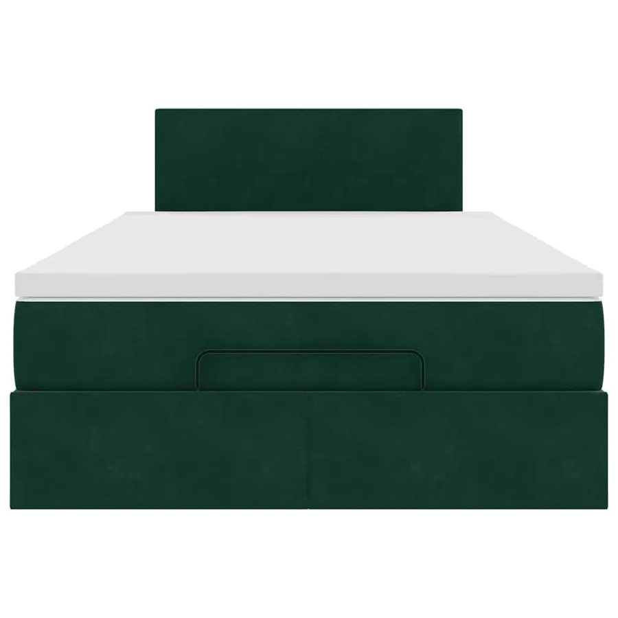 Cadre de lit ottoman avec matelas vert foncé 120x200 cm velours - 6