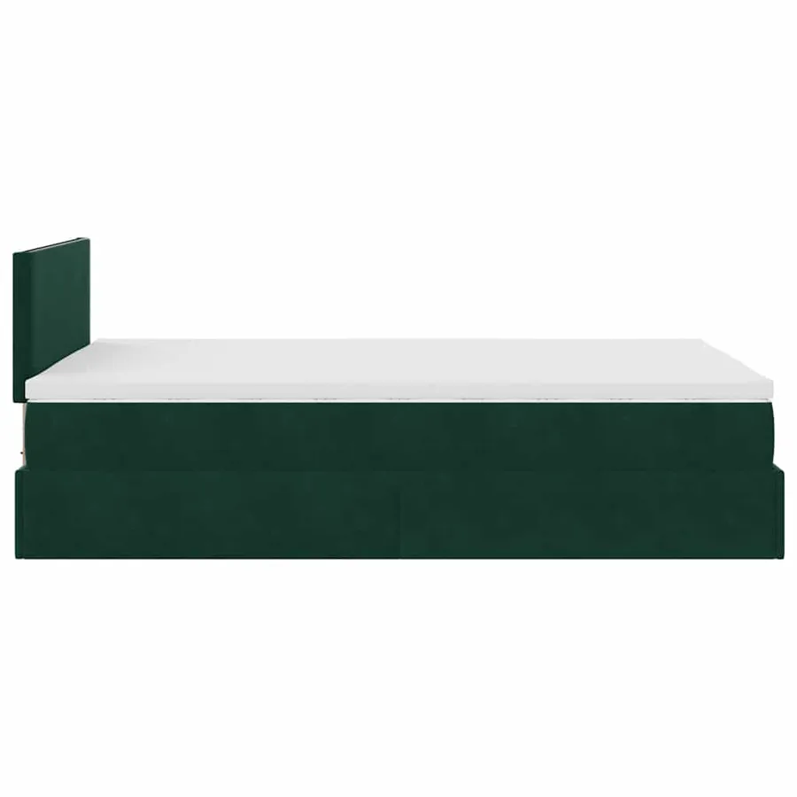 Cadre de lit ottoman avec matelas vert foncé 120x200 cm velours - 9
