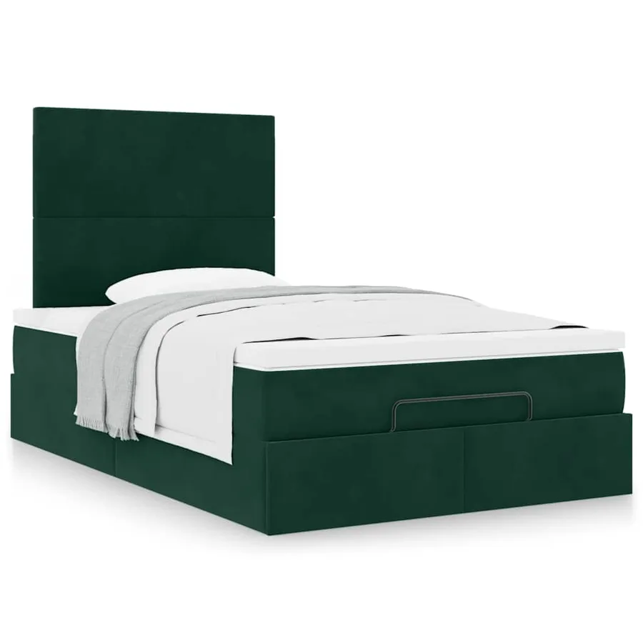 Cadre de lit ottoman avec matelas vert foncé 120x200 cm velours - 4